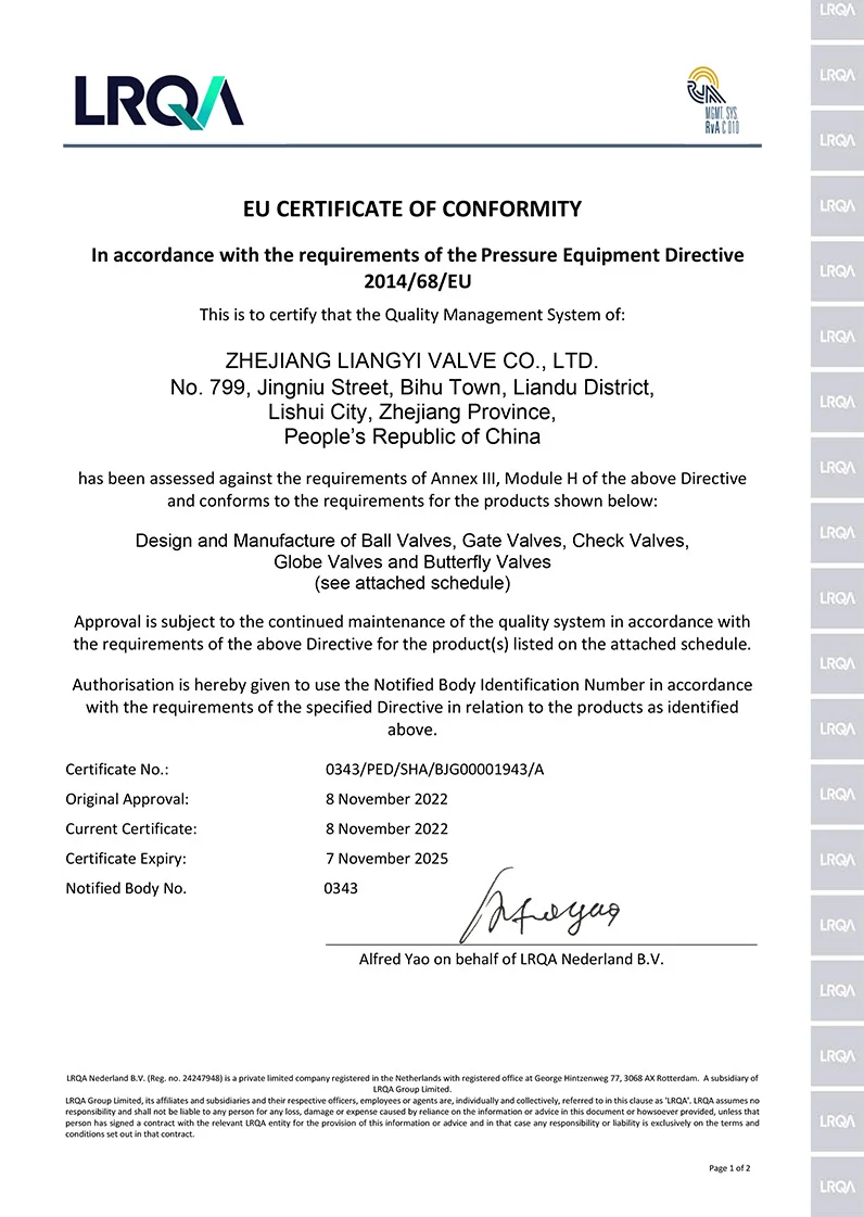 certificated valve manufacturer